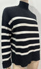 ZARA Women's Black & White Stripe High Neck Long Sleeve Knit Jumper Sweater Top
