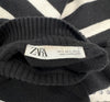 ZARA Women's Black & White Stripe High Neck Long Sleeve Knit Jumper Sweater Top