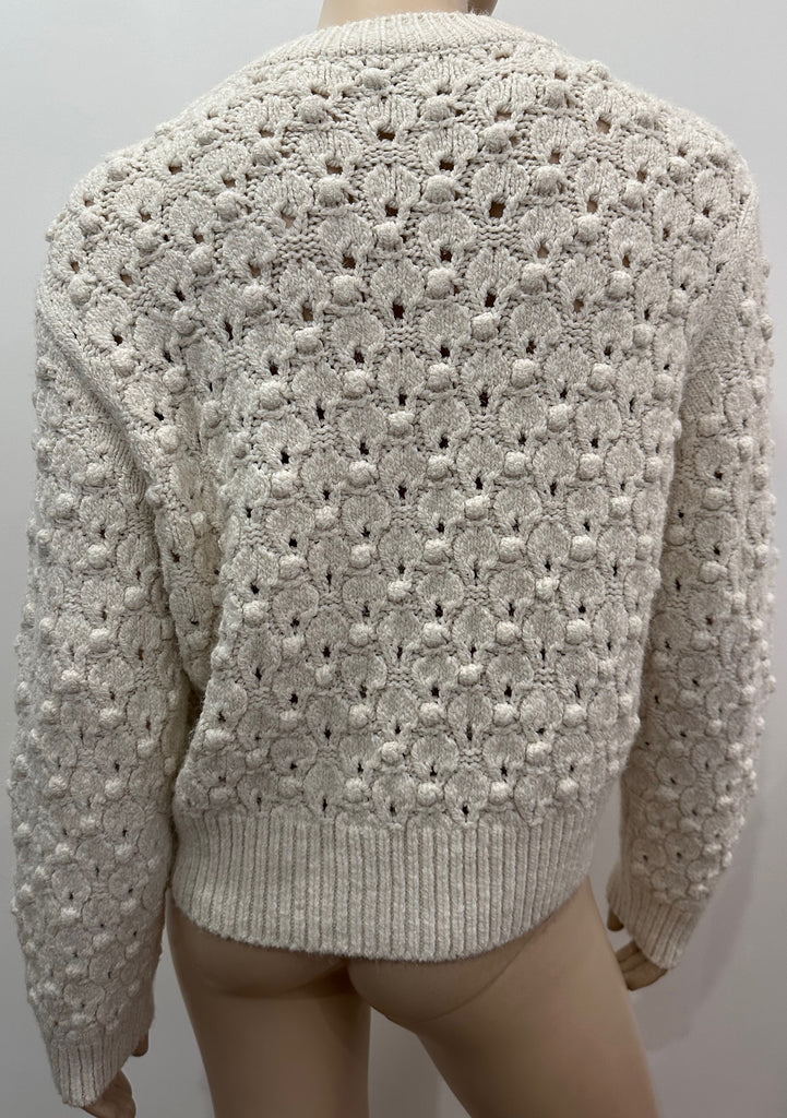 ZARA Women's Cream Round Neck Long Sleeve Chunky Knit Jumper Sweater Top M