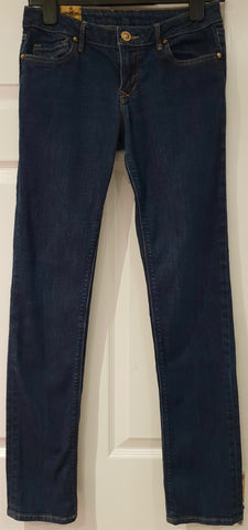 PIERRE BALMAIN Black Cotton Sheen Sheer Star Mesh Detail Skinny Jeans Pants 28