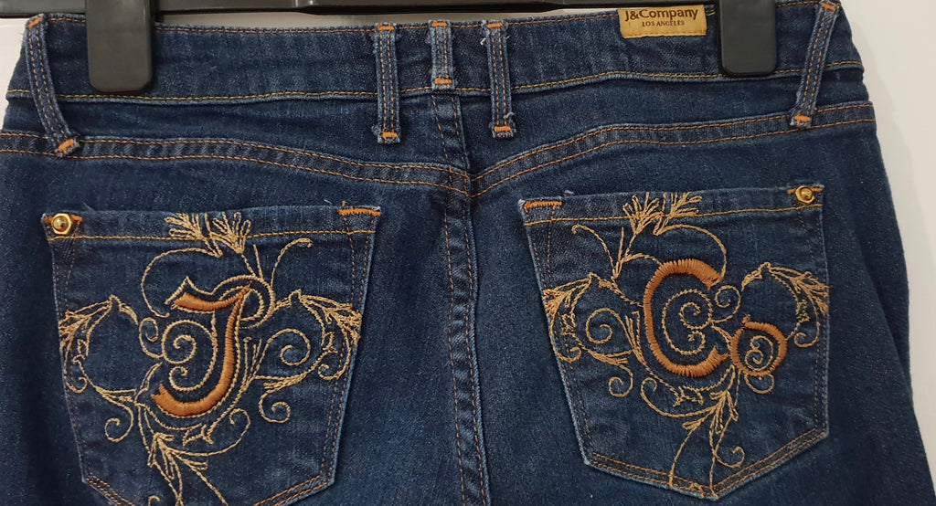 J & COMPANY LOS ANGELES Blue Cotton Blend Denim Straight Slim Leg Jeans Sz:27