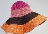 LA PERLA STUDIO Made In Italy Womens Orange Brown Pink Straw Summer Sun Hat BNWT