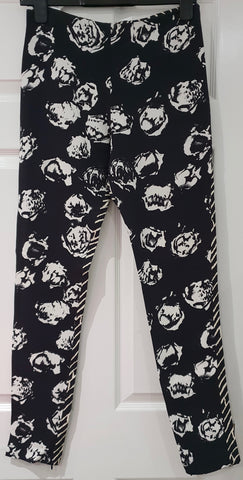 PAUL & JOE Royal Blue Cotton Floral Print Tapered Capri Crop Trousers Pants UK14