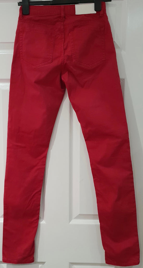 ACNE Deep Red Cotton Stretch FLEX S Slim Skinny Leg Trousers Jeans Pants 27/32