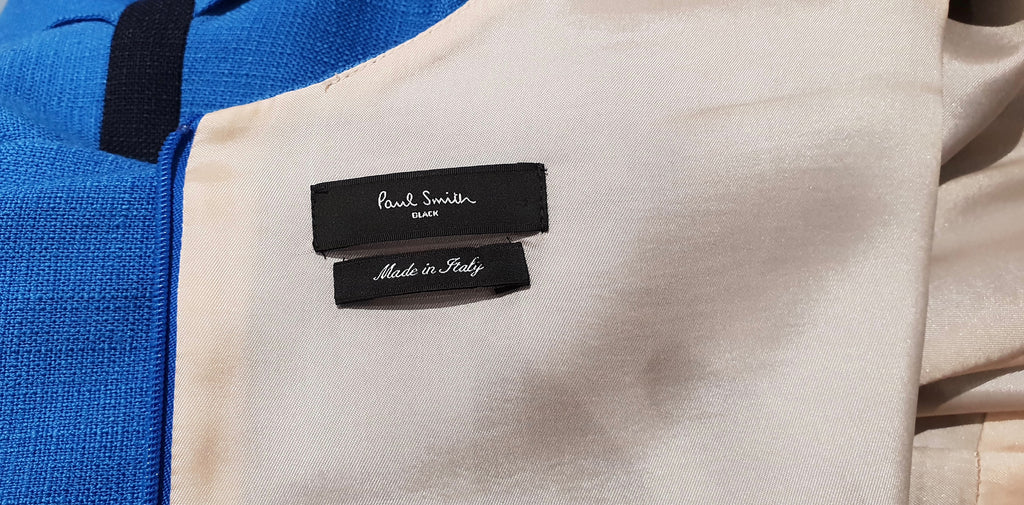 PAUL SMITH BLACK LABEL Royal Blue V Neck Short Sleeve Formal Pencil Dress UK14