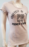 PIERRE BALMAIN Dusky Pink Cotton Round Neck Short Sleeve Printed T-Shirt Tee Top