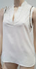 CLAUDIE PIERLOT White V Neckline Sequin Trim Sleeveless Blouse Shirt Top 36 UK8