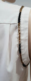 CLAUDIE PIERLOT White V Neckline Sequin Trim Sleeveless Blouse Shirt Top 36 UK8