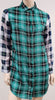 SANDRO PARIS Green Grey Black Silk Check Collared Long Sleeve Blouse Shirt Top S