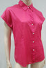 THEORY Pink 100% Cotton Semi Sheer Collared Short Sleeve Blouse Shirt Top L