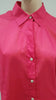 THEORY Pink 100% Cotton Semi Sheer Collared Short Sleeve Blouse Shirt Top L