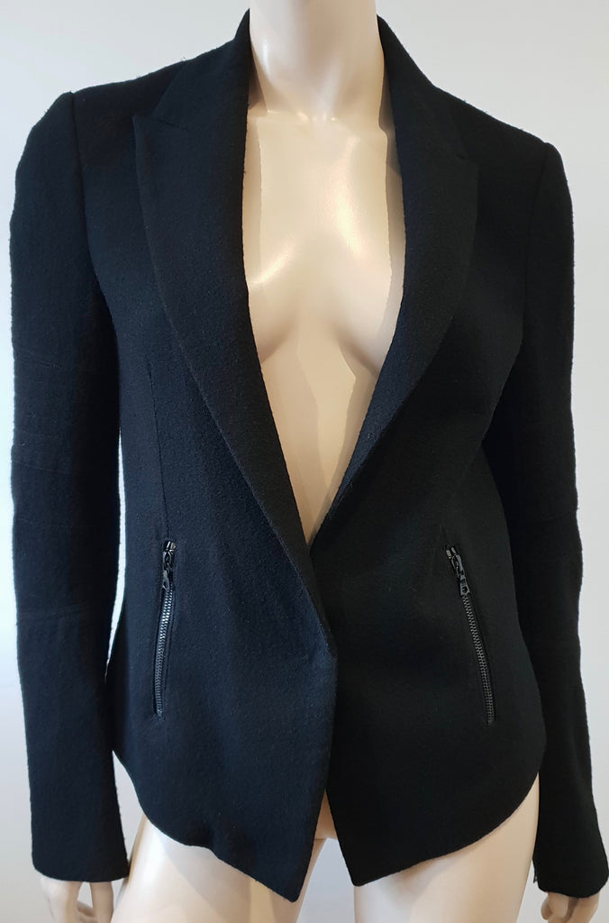 ALEXANDER WANG Black 100% Wool V Neckline Long Sleeve Blazer Jacket 6; UK10
