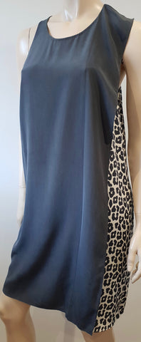 DIANE VON FURSTENBERG Navy Blue Silk Blend Short Draped Sleeve Mini Dress M
