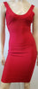 HERVE LEGER Lipstick Red SADIE Fitted Stretch Sleeveless Bandage Bodycon Dress S