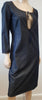 MIU MIU Dark Blue Cotton Scoop Eyelet Neckline 3/4 Sleeve Midi Dress 44 UK12