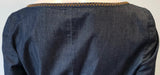 MIU MIU Dark Blue Cotton Scoop Eyelet Neckline 3/4 Sleeve Midi Dress 44 UK12