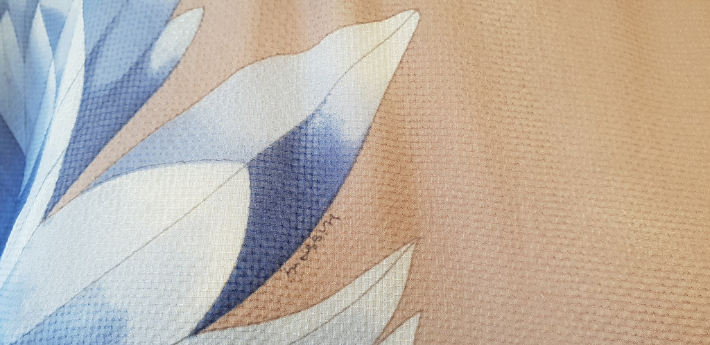 MISSONI Beige Silk Multicolour Bold Floral Print Long Sleeve Sheer Dress IT44 12
