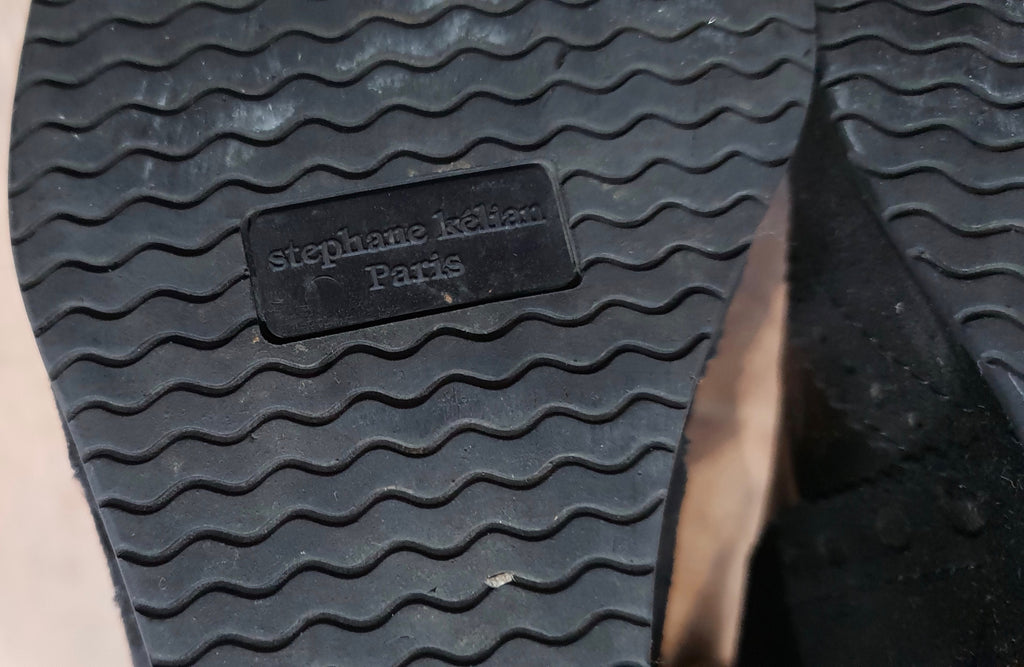 STEPHANIE KELIAN PARIS Black Suede & Leather Wedge Heel Knee High Boots UK5.5