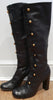 MARC JACOBS Black Leather Gold Tone & Elastic Fastened Knee High Boots 38.5 UK5.