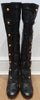 MARC JACOBS Black Leather Gold Tone & Elastic Fastened Knee High Boots 38.5 UK5.