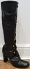 MARC JACOBS Black Leather Gold Tone & Elastic Fastened Knee High Boots 38.5 UK5.