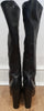 MARC JACOBS Black Leather Gold Tone & Elastic Fastened Knee High Boots 38.5 UK5.