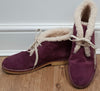 BALLY Pink Purple KAREM Suede Cream Shearling Lined Ankle Boots US9.5 UK6.5