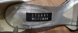 STUART WEITZMAN Matt Silver Leather Diamante Buckle Fasten Evening Sandals 8.5 6