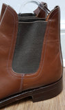 BTC TECNIC Made In England Chestnut Brown Leather Flat Chelsea Ankle Boots 6.5