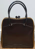 PRADA MILANO Chocolate Brown Leather Orange Trim Branded Dual Handle Tote Bag