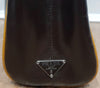 PRADA MILANO Chocolate Brown Leather Orange Trim Branded Dual Handle Tote Bag