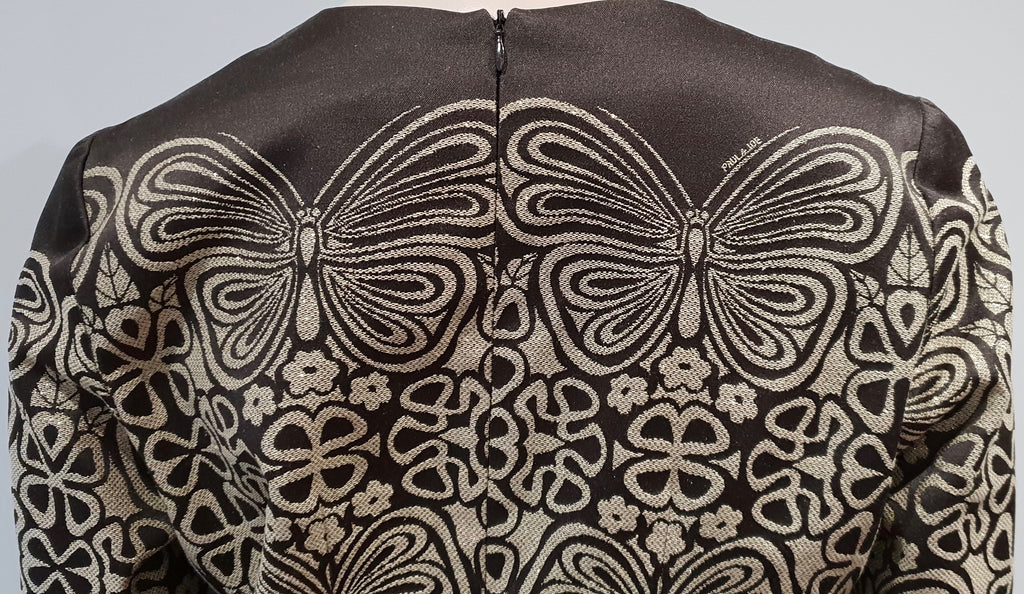 PAUL & JOE Brown Gold Butterfly & Floral Printed Long Sleeve Short Mini Dress 42