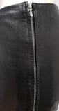 JOSEPH Made In France Black Leather Exposed Silver Zipper Lined Pencil Skirt 38