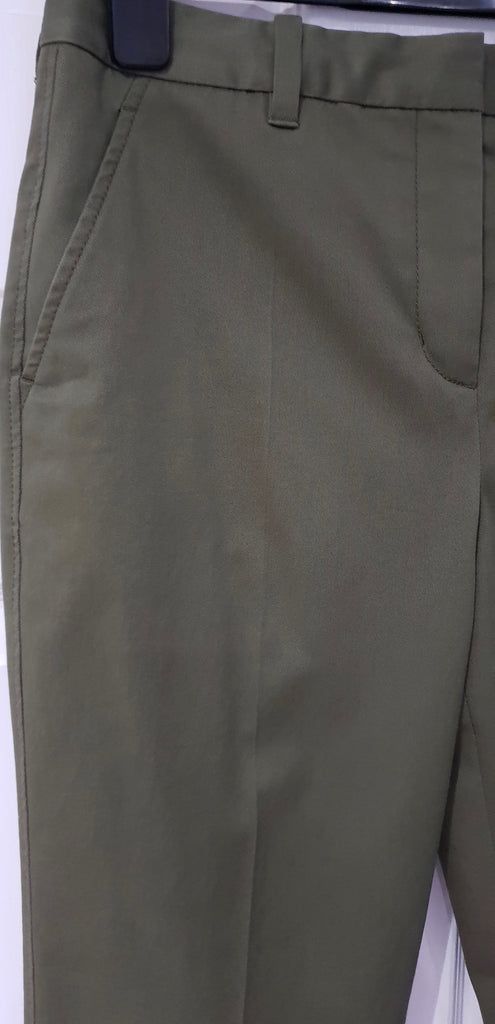 3.1 PHILLIP LIM Khaki Green Cotton Blend Tapered Crop Capri Trousers Pants 4 UK8