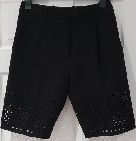 DONNA KARAN NEW YORK Black Wool Linen Blend Wrap Pleated Pencil Skirt IT42 UK10