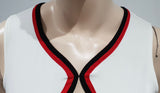 OPEN CEREMONY White Cotton Stretch Red Black Keyhole Midi Pencil Dress S/P BNWT