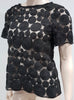 TARA JARMON Black Sheer Webbed & Circular Lace Short Sleeve Blouse Top 38 UK10