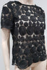 TARA JARMON Black Sheer Webbed & Circular Lace Short Sleeve Blouse Top 38 UK10