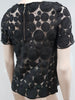 TARA JARMON Black Sheer Webbed & Circular Lace Short Sleeve Blouse Top 38 UK10