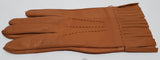PRADA Made In Italy Women's Tan Camel Leather Silk Lined Fringed Gloves Sz:7.5