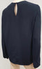 STELLA MCCARTNEY Navy Blue Satin Trim Long Sleeve Tunic Blouse Top IT42 UK12