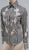 PAUL SMITH WOMEN Cream Black Stripe Pink Floral Detail Blouse Shirt Top 44 UK12