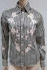 PAUL SMITH WOMEN Cream Black Stripe Pink Floral Detail Blouse Shirt Top 44 UK12