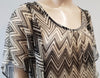 ELLA MOSS Cream & Grey 100% Silk Chevron Zig Zag Flare Sleeve Kaftan Blouse Top