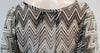 ELLA MOSS Cream & Grey 100% Silk Chevron Zig Zag Flare Sleeve Kaftan Blouse Top