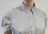 ANNE FONTAINE White Grey Cotton Blend Stripe Short Sleeve Blouse Shirt Top 40