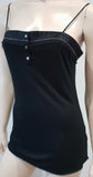 DEVELOPMENT BY ERICA DAVIES Black Satin Trim Sleeveless Cami Tank Vest Top M