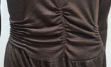 SOPHIA KOKOSALAKI Brown Wool Blend High Neck Pleated Short Mini Dress I42 UK10
