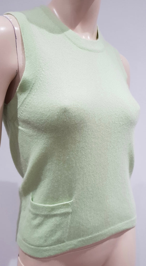 CLEMENTS RIBEIRO Mint Green 100% Cashmere Sleeveless Tank Vest Jumper Top M