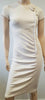 EMPORIO ARMANI Cream Sequin Floral Detail Short Sleeve Ruched Pencil Dress UK12